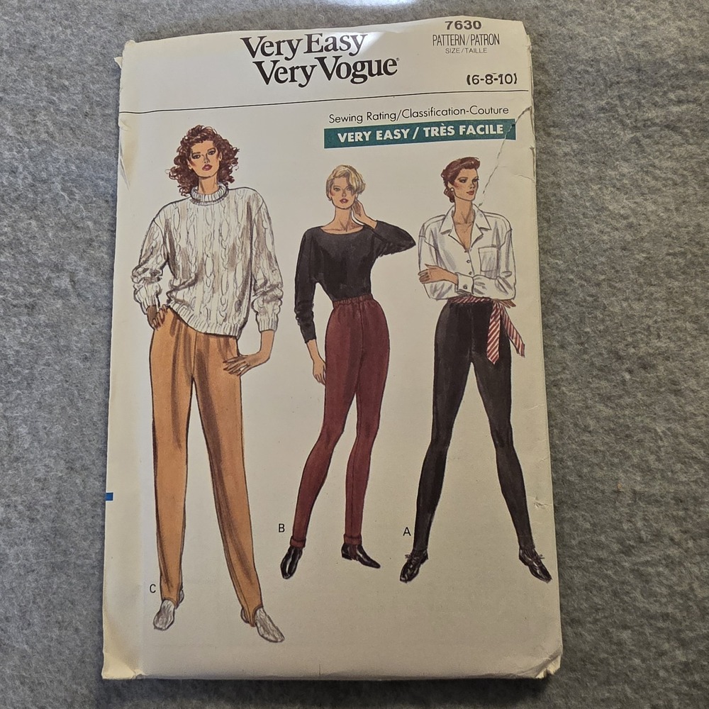 Vogue Very Easy Very Vogue Women's Shirt Sewing Pattern Sz 6 8 10 Vintage 7630